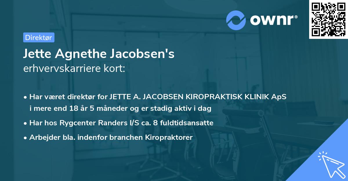 Jette Agnethe Jacobsen's erhvervskarriere kort