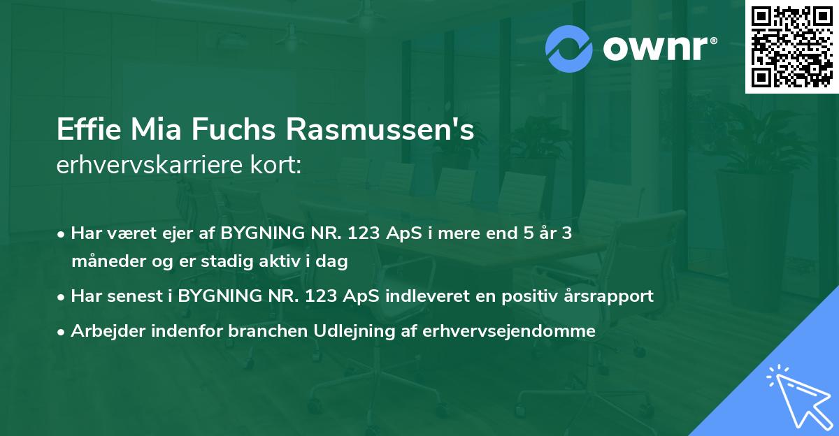 Effie Mia Fuchs Rasmussen's erhvervskarriere kort