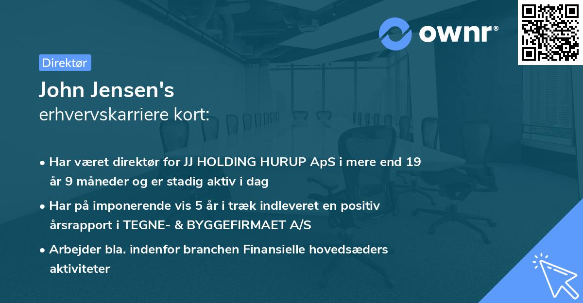 John Jensen's erhvervskarriere kort
