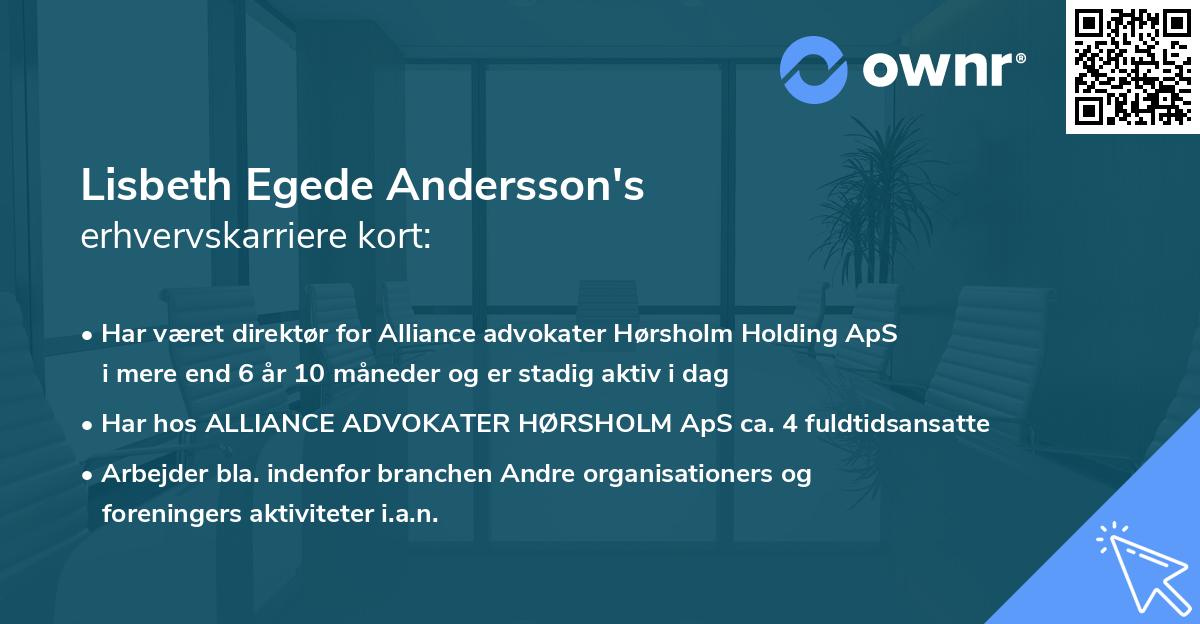 Lisbeth Egede Andersson's erhvervskarriere kort