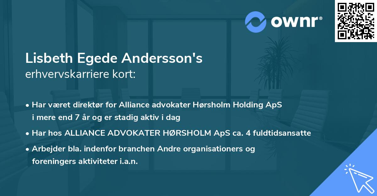Lisbeth Egede Andersson's erhvervskarriere kort