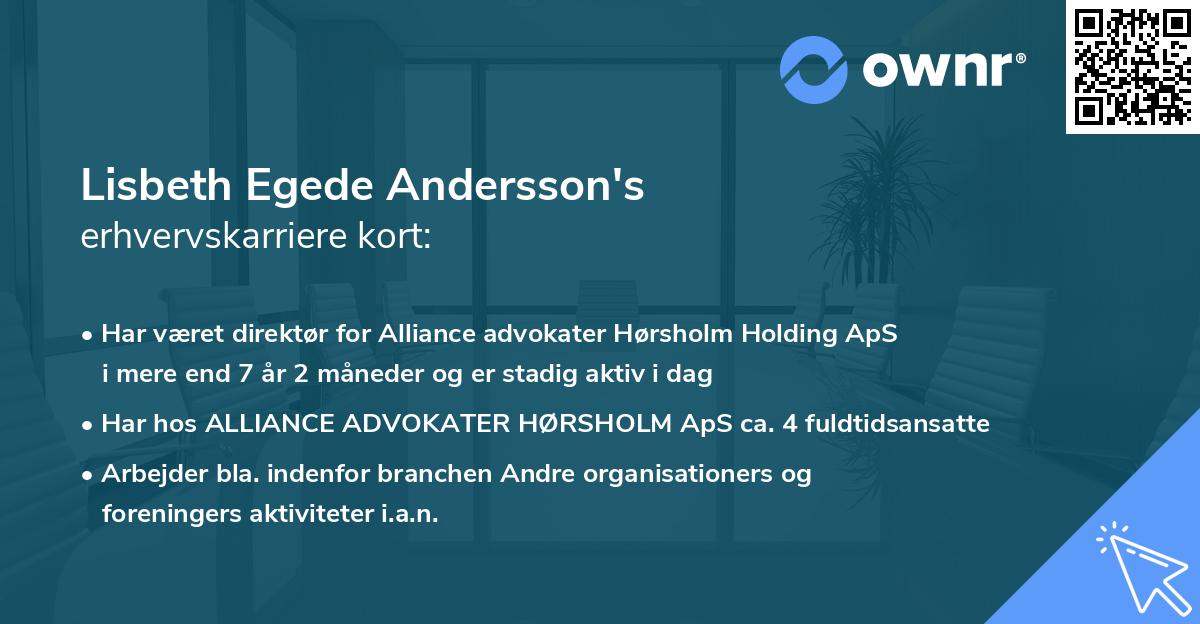 Lisbeth Egede Andersson's erhvervskarriere kort