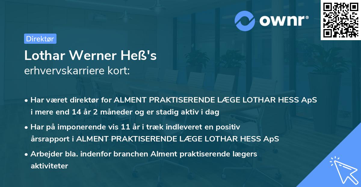 Lothar Werner Heß's erhvervskarriere kort