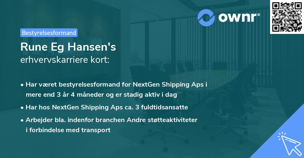 Rune Eg Hansen's erhvervskarriere kort