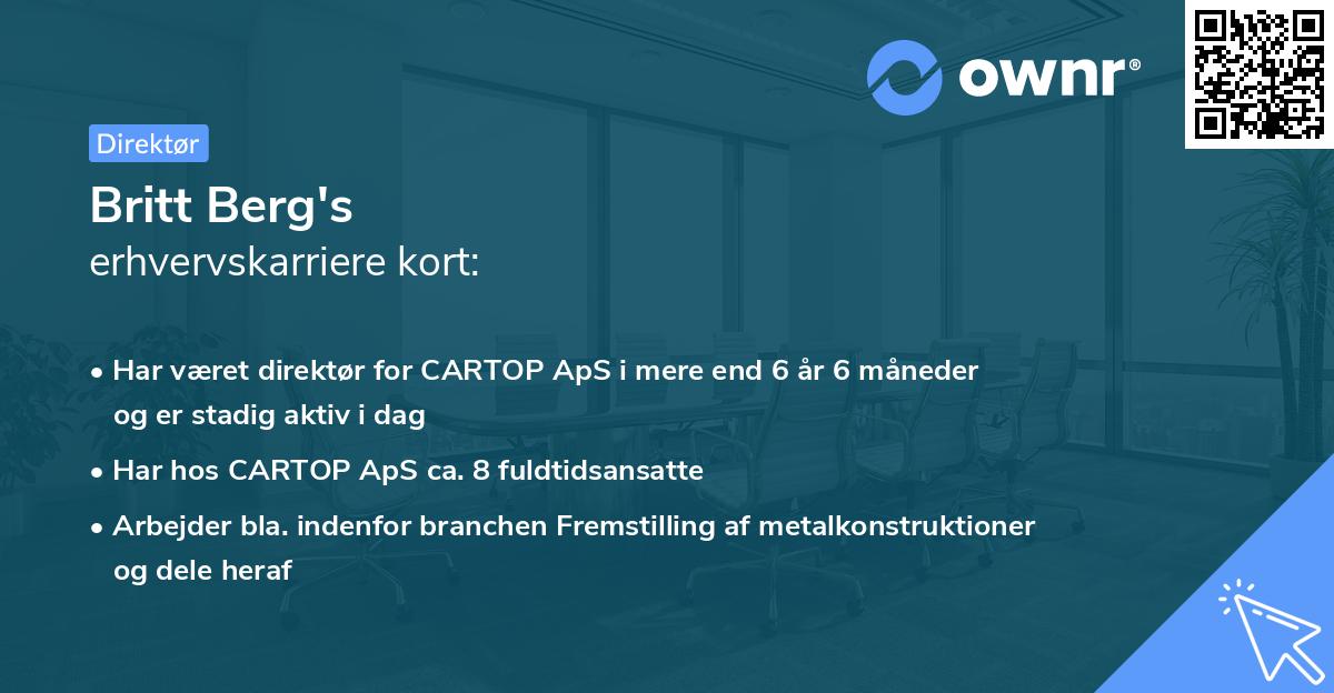 Britt Berg's erhvervskarriere kort