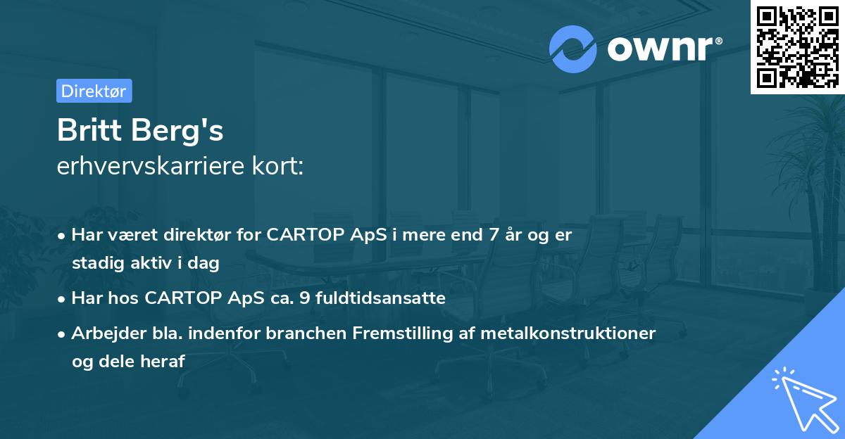 Britt Berg's erhvervskarriere kort