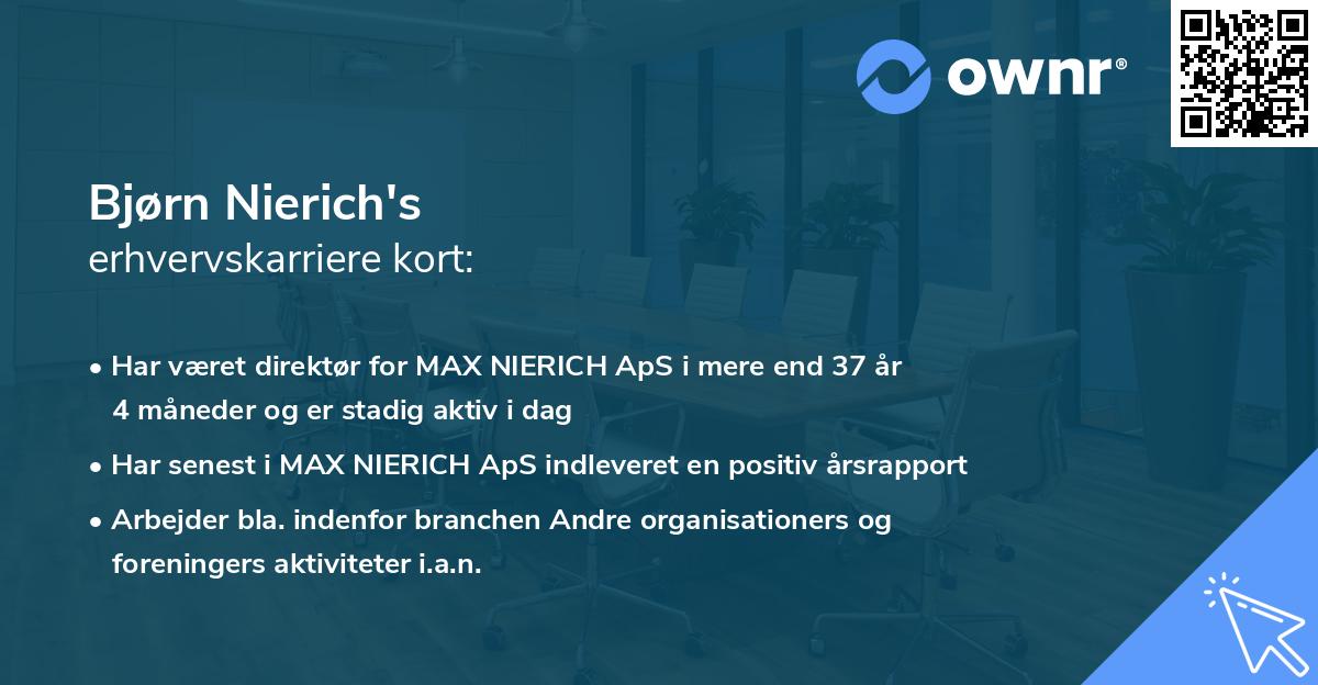 Bjørn Nierich's erhvervskarriere kort