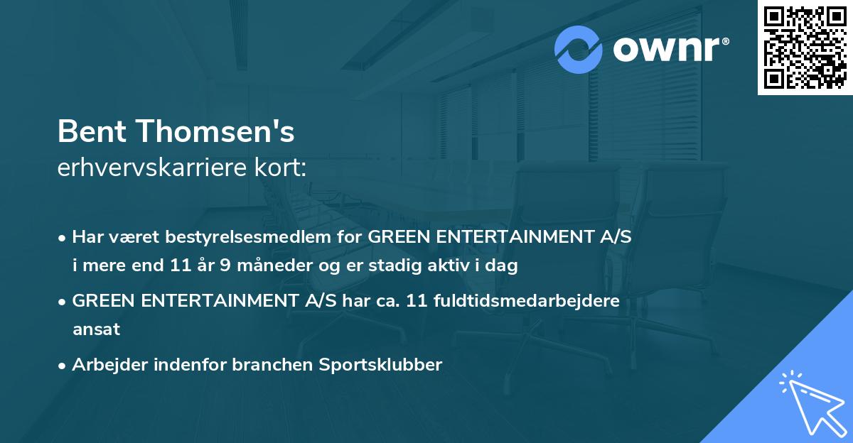 Bent Thomsen's erhvervskarriere kort