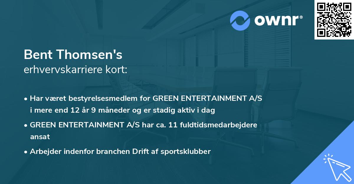 Bent Thomsen's erhvervskarriere kort