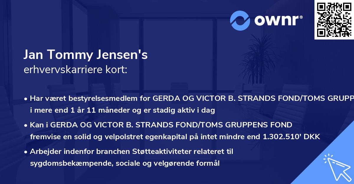 Jan Tommy Jensen's erhvervskarriere kort