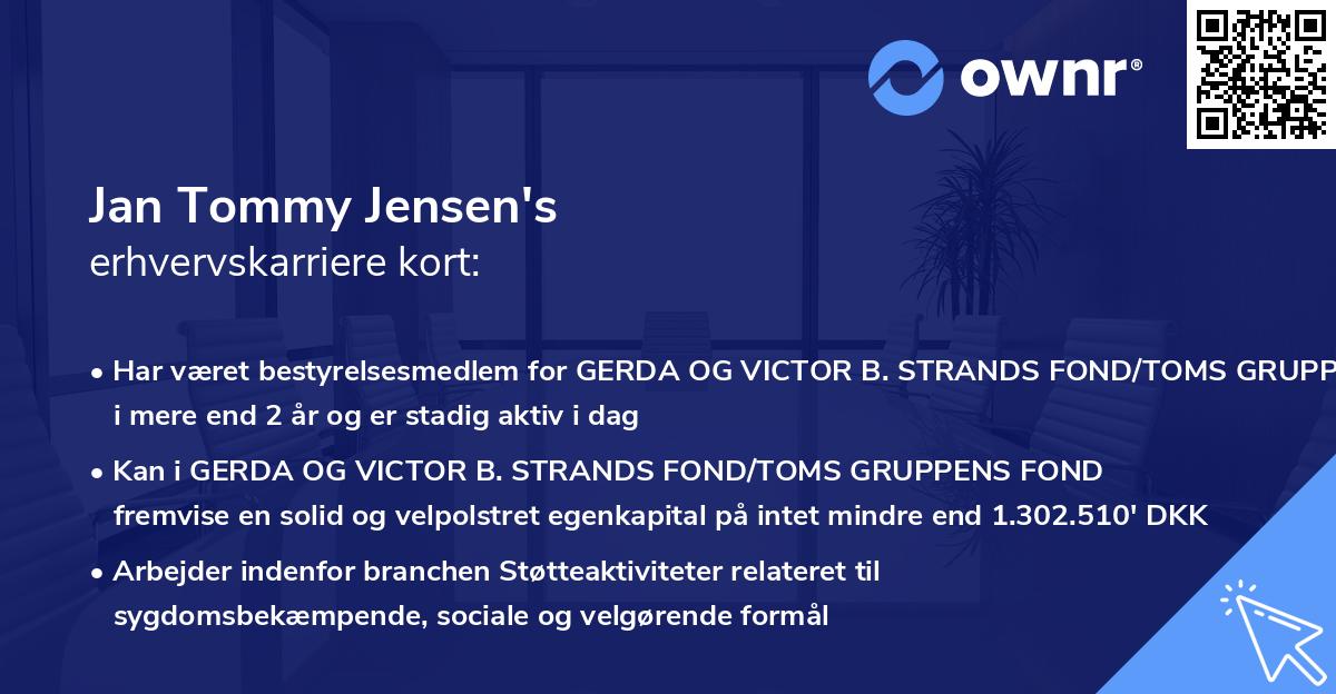 Jan Tommy Jensen's erhvervskarriere kort