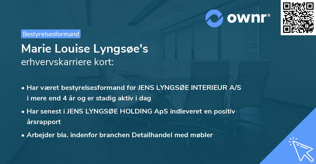 Marie Louise Lyngsøe's erhvervskarriere kort