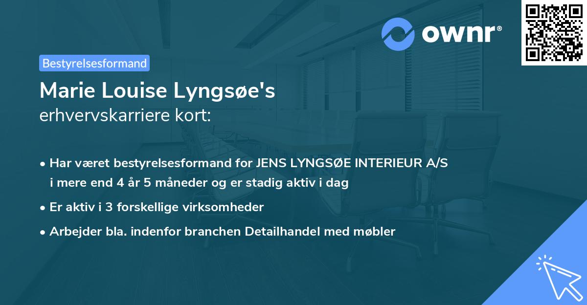 Marie Louise Lyngsøe's erhvervskarriere kort