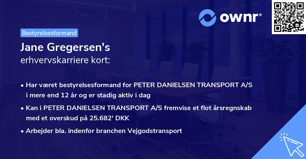 Jane Gregersen's erhvervskarriere kort