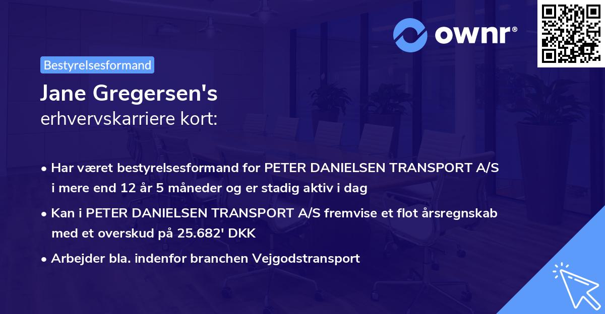 Jane Gregersen's erhvervskarriere kort