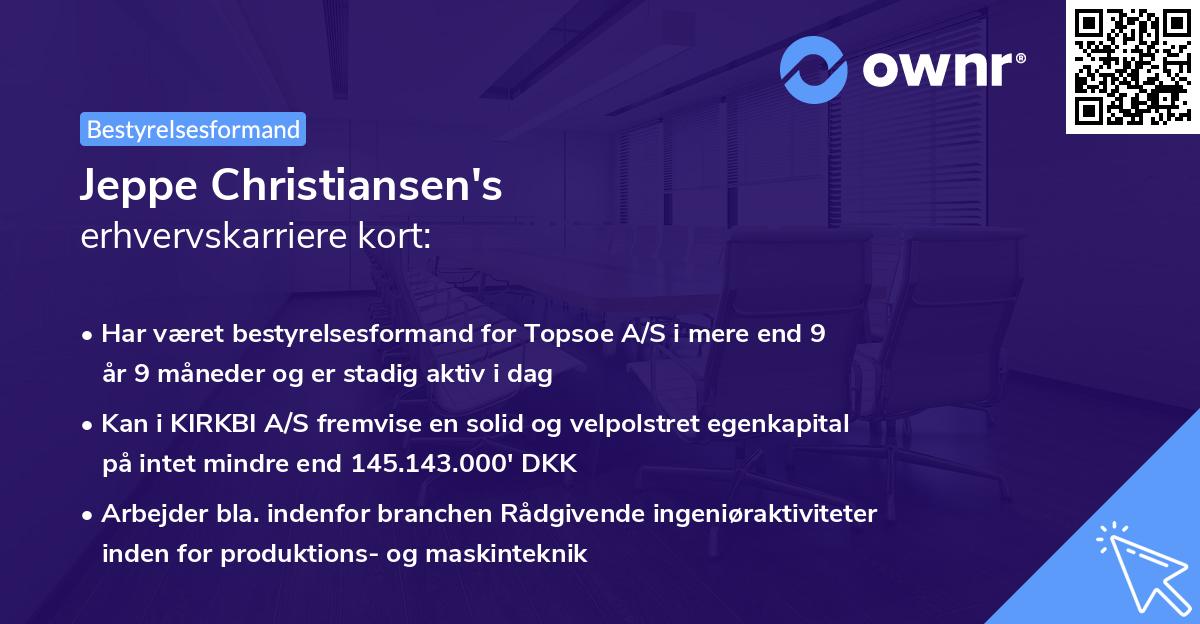 Jeppe Christiansen's erhvervskarriere kort