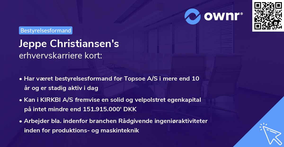 Jeppe Christiansen's erhvervskarriere kort