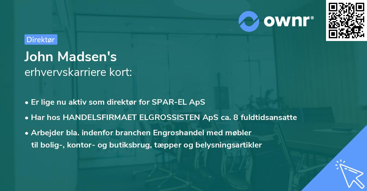 John Madsen's erhvervskarriere kort