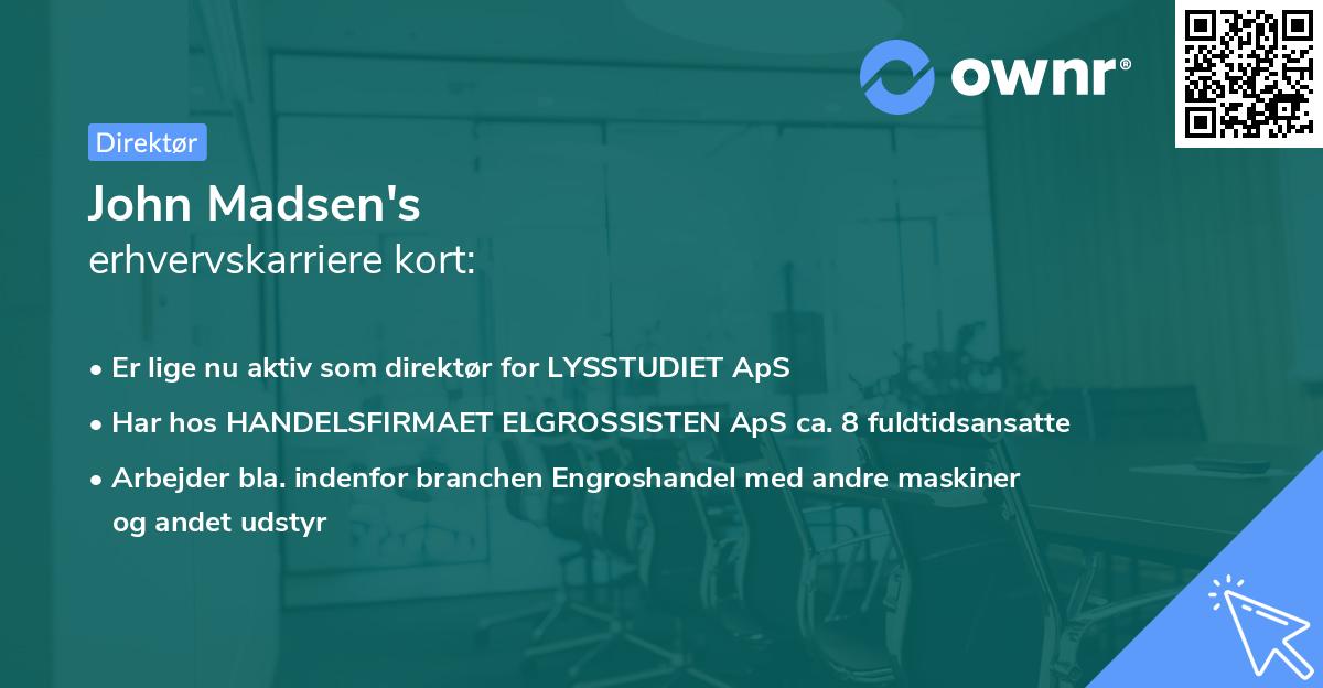 John Madsen's erhvervskarriere kort