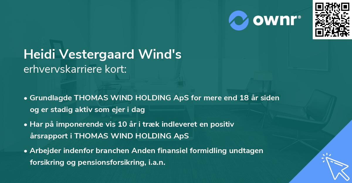 Heidi Vestergaard Wind's erhvervskarriere kort