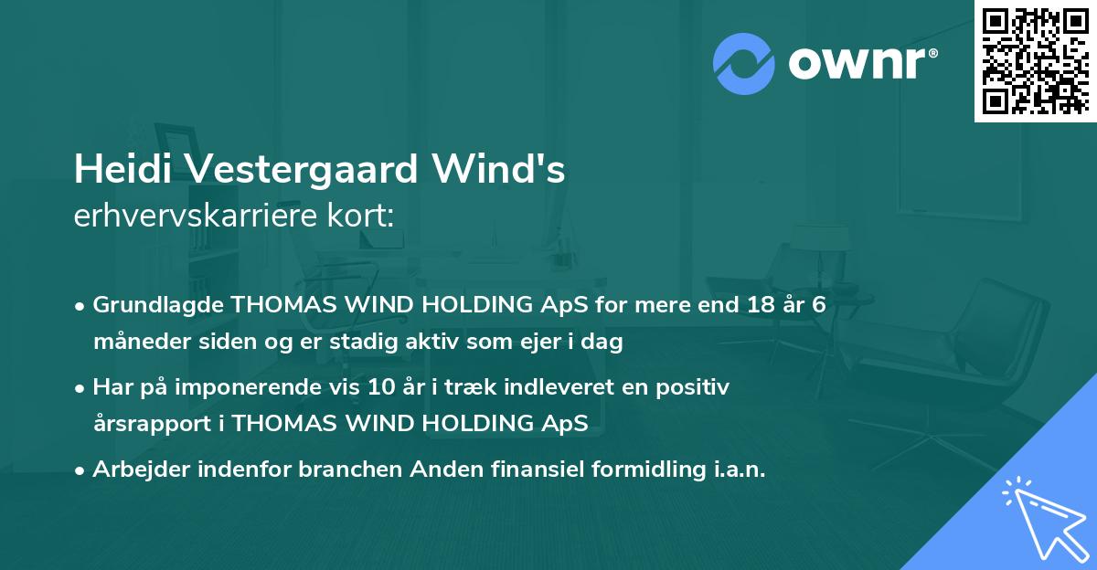 Heidi Vestergaard Wind's erhvervskarriere kort