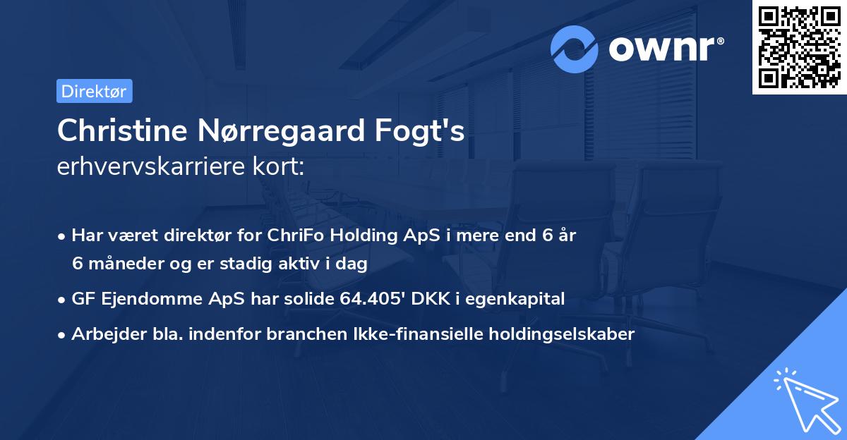 Christine Nørregaard Fogt's erhvervskarriere kort