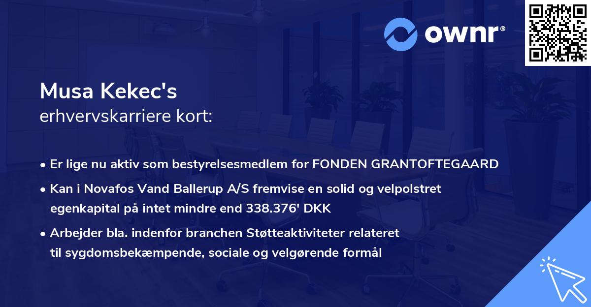 Musa Kekec's erhvervskarriere kort