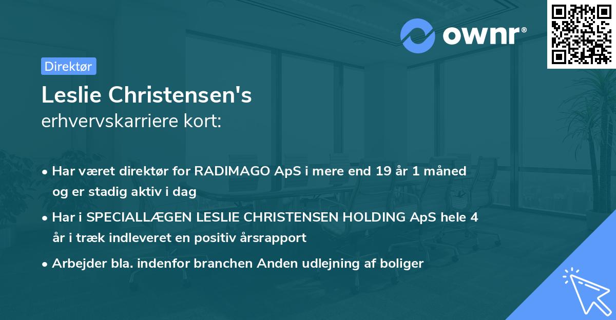 Leslie Christensen's erhvervskarriere kort