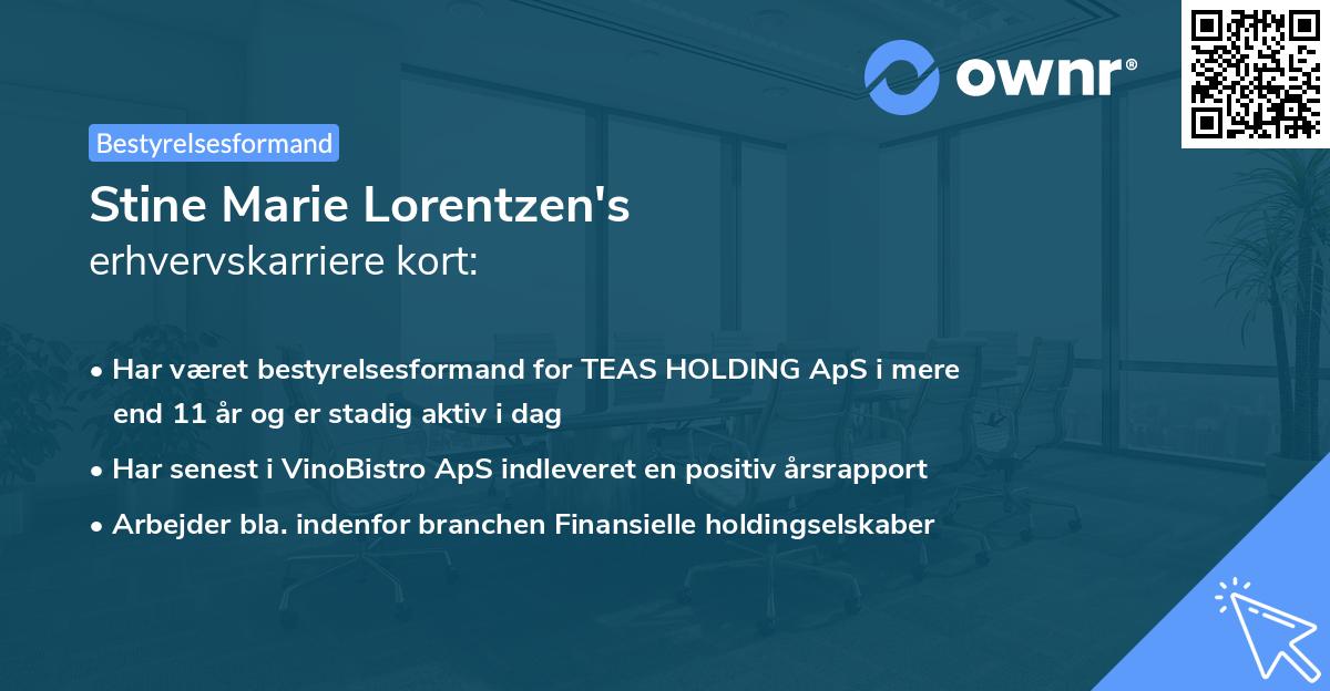 Stine Marie Lorentzen's erhvervskarriere kort