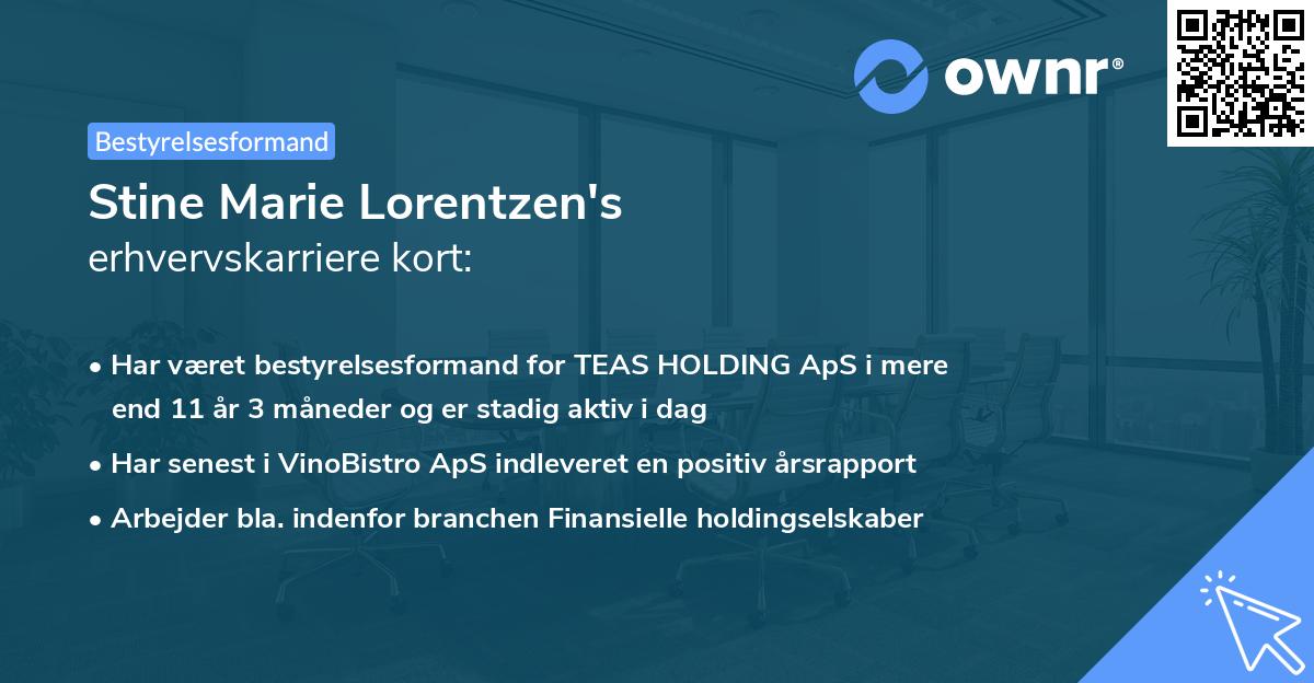 Stine Marie Lorentzen's erhvervskarriere kort