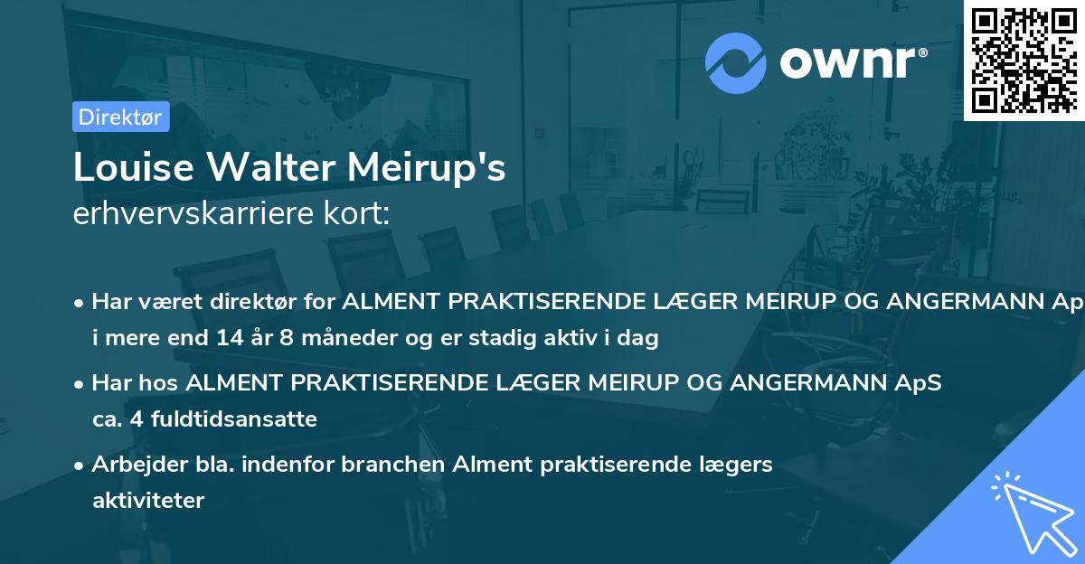 Louise Walter Meirup's erhvervskarriere kort