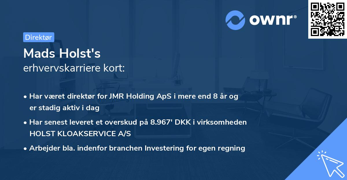 Mads Holst's erhvervskarriere kort