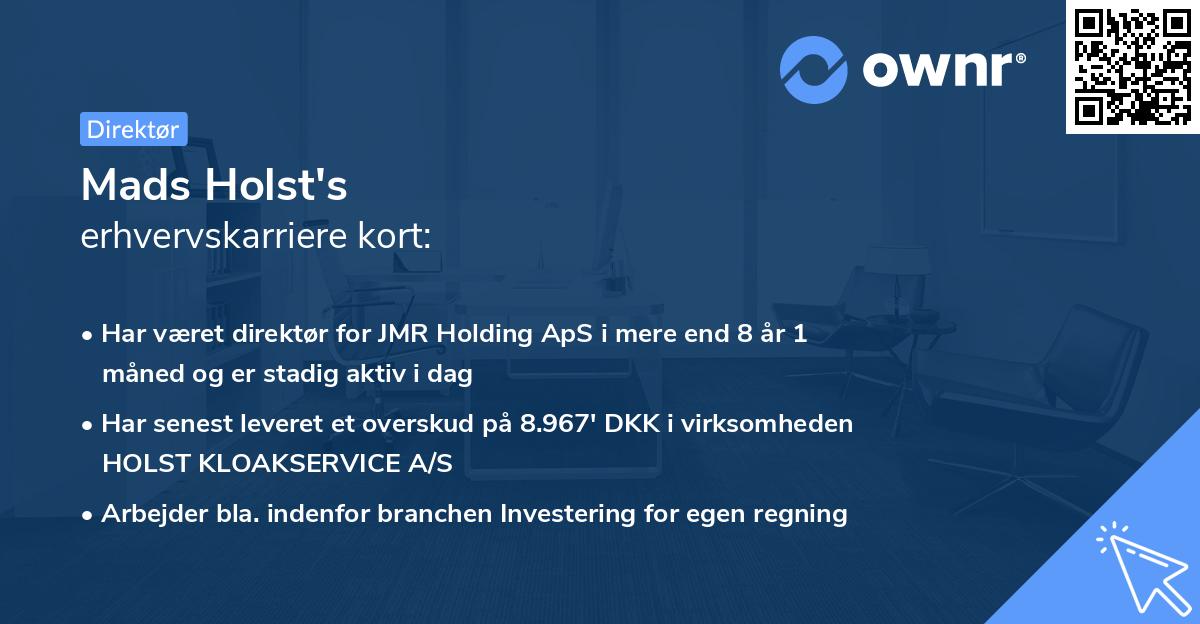 Mads Holst's erhvervskarriere kort