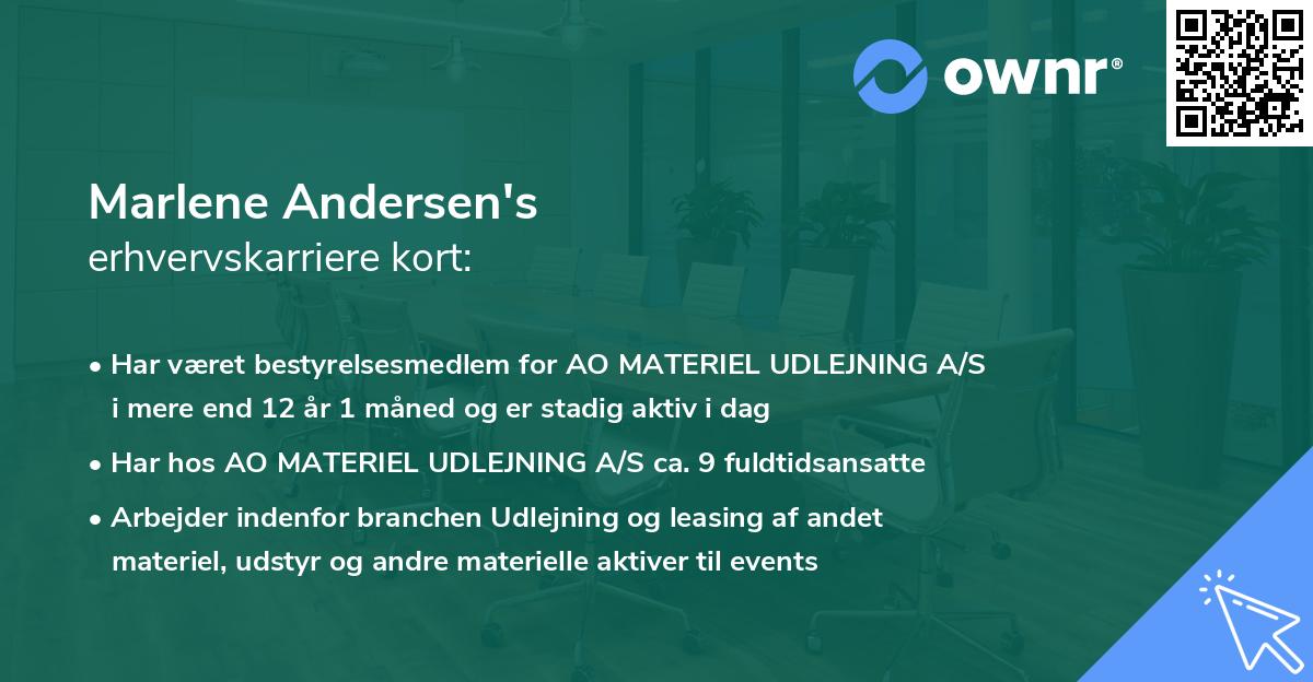 Marlene Andersen's erhvervskarriere kort