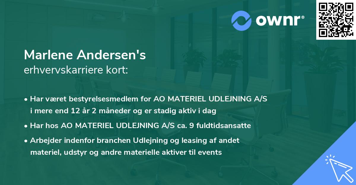 Marlene Andersen's erhvervskarriere kort