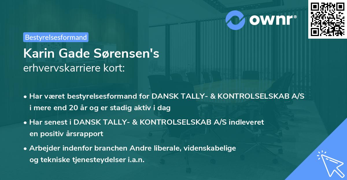 Karin Gade Sørensen's erhvervskarriere kort