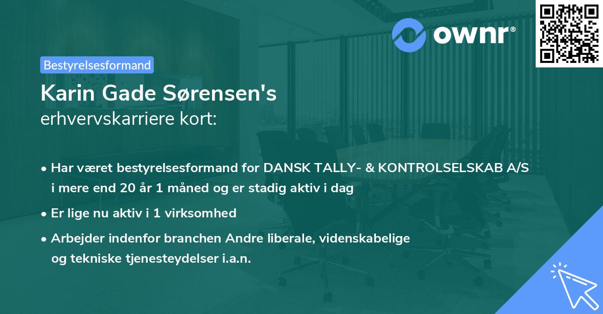Karin Gade Sørensen's erhvervskarriere kort