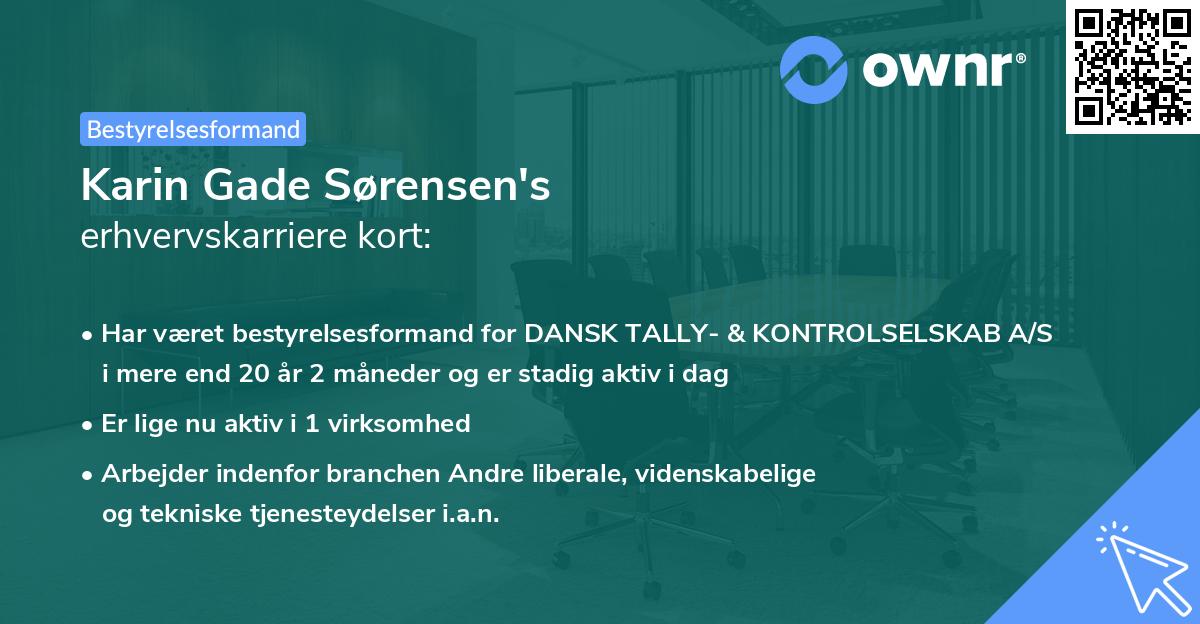 Karin Gade Sørensen's erhvervskarriere kort