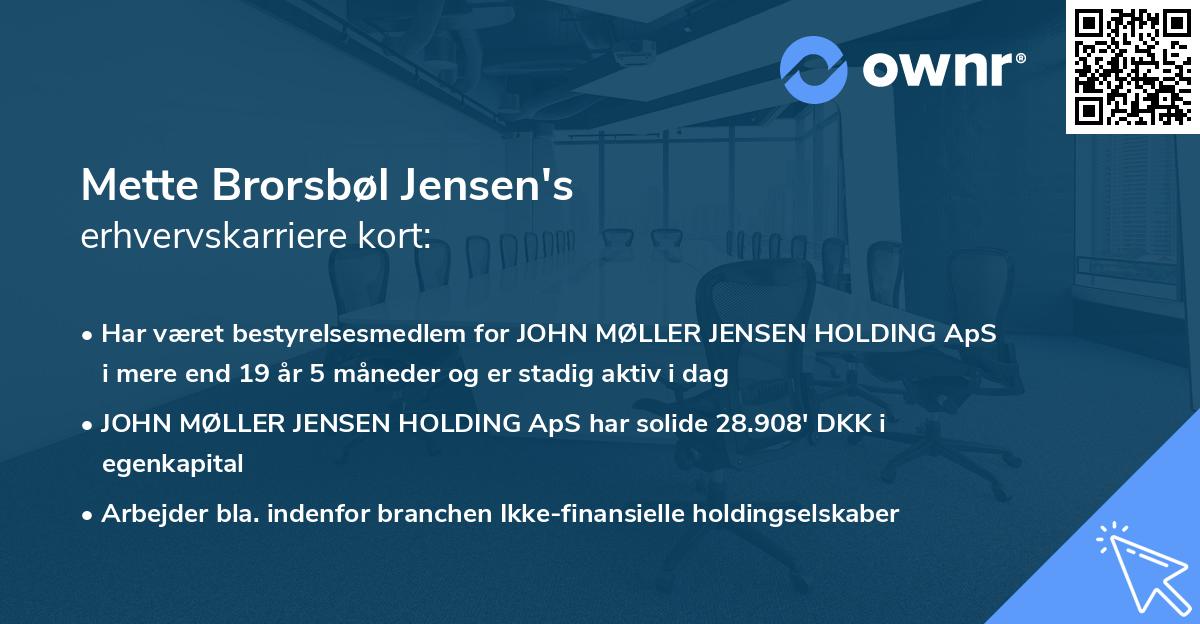 Mette Brorsbøl Jensen's erhvervskarriere kort