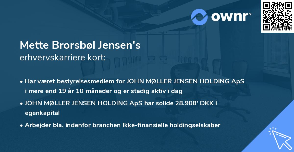 Mette Brorsbøl Jensen's erhvervskarriere kort