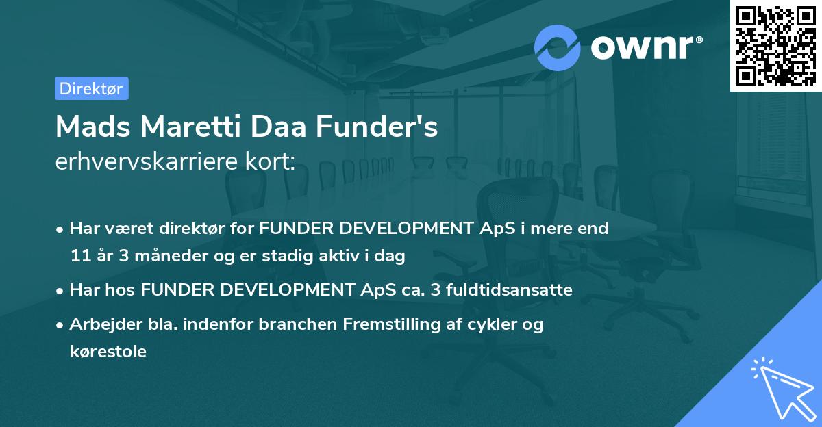 Mads Maretti Daa Funder's erhvervskarriere kort