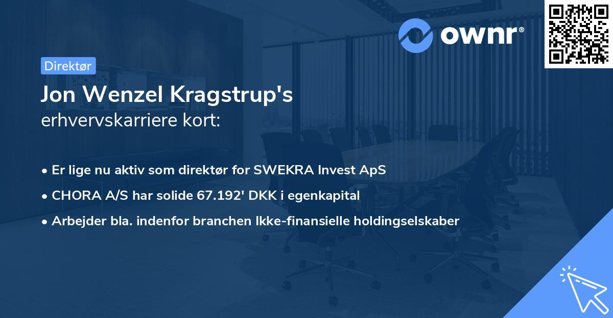 Jon Wenzel Kragstrup's erhvervskarriere kort