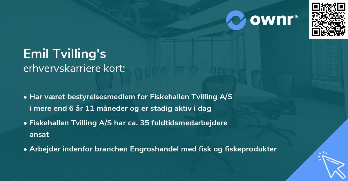 Emil Tvilling's erhvervskarriere kort