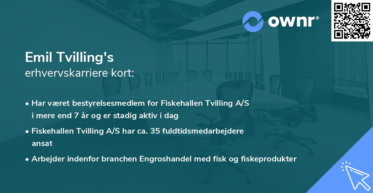 Emil Tvilling's erhvervskarriere kort