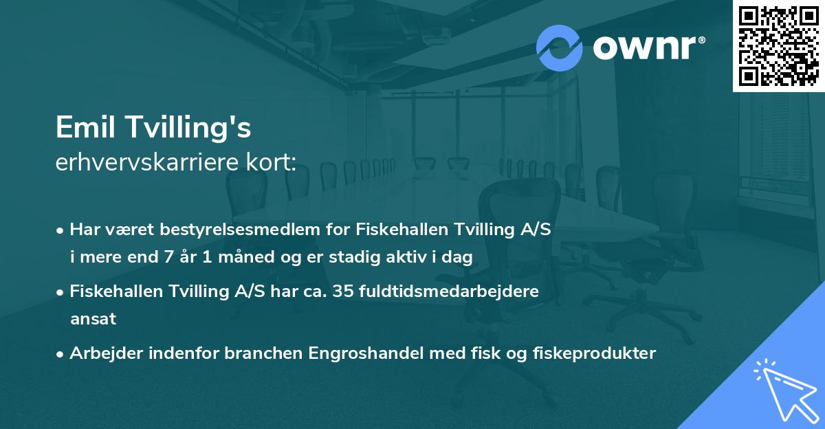 Emil Tvilling's erhvervskarriere kort