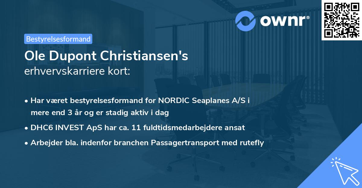 Ole Dupont Christiansen's erhvervskarriere kort