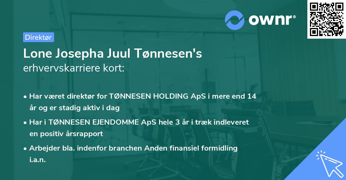 Lone Josepha Juul Tønnesen's erhvervskarriere kort