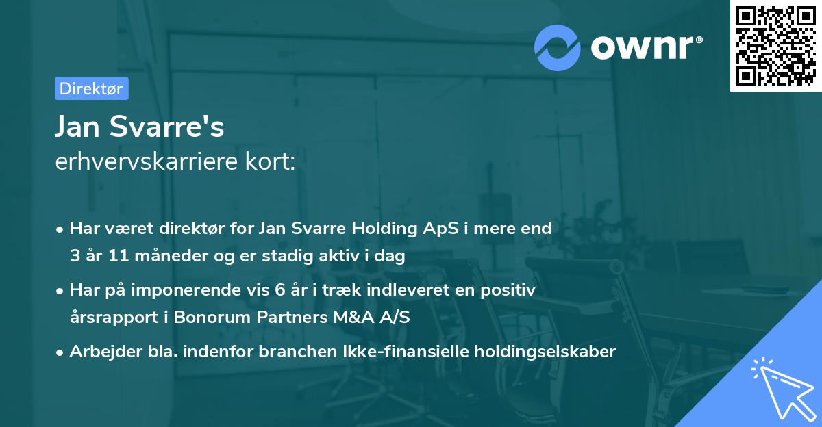 Jan Svarre's erhvervskarriere kort