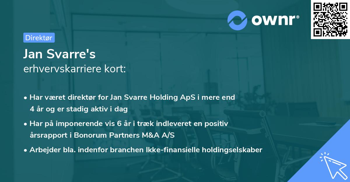 Jan Svarre's erhvervskarriere kort