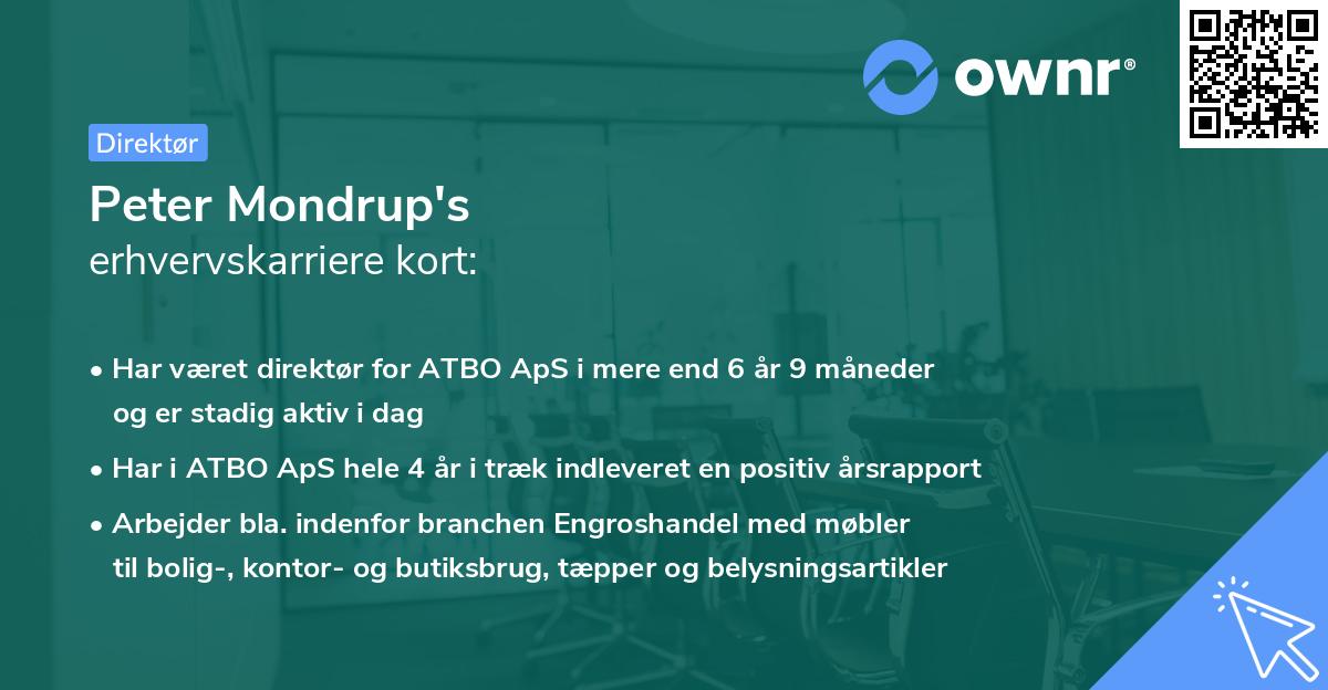 Peter Mondrup's erhvervskarriere kort